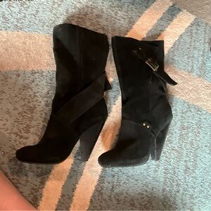 Naughty Monkey Black Suede Heeled Boots